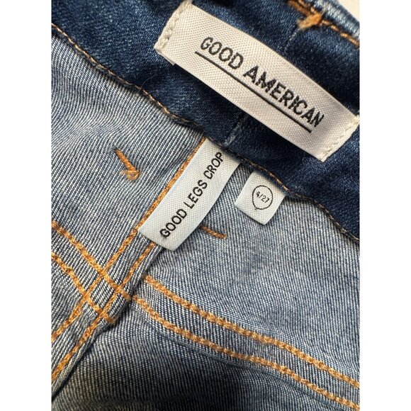 Good American Good leg Crop Size 4/27 Distressed Stretchy Slim High Rise NWT - Picture 3 of 9